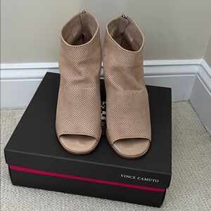 Vince Camuto Tan Perforated Ankle Booties
